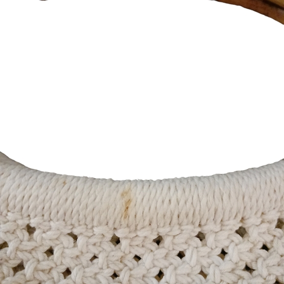 MCI VINTAGE 1970's Macrame purse with flower applique and bamboo handles. Womens - Picture 7 of 12